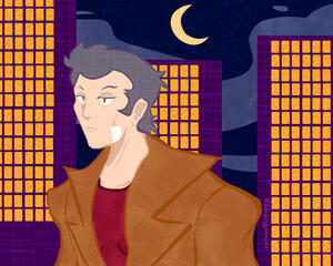 Original Art: Serpico and the Night Cityscape